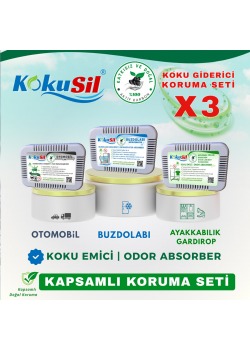 Kapsamlı Koruma Seti 3'lü Buzdolabı-Ayakkabılık-Otomobil Koku Giderici