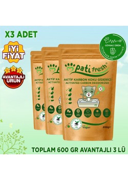  Doğal Aktif Karbon Kedi Kumu Koku Giderici 3 Adet 200 Gr 
